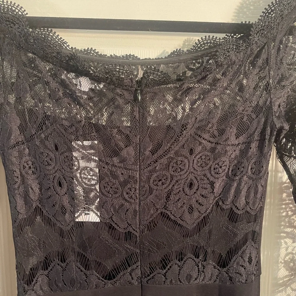 NWT BB DAKOTA Lace Off the Shoulder Black Knee Length Dress - Picture 10 of 14